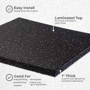 Genaflex Pro Heavy Duty Thick Rubber Gym Floor Tiles High Density Shock Absorbent Laminated Deadlift Mats - 1" Thick X 20" W X 20" L - 2.7 Sq. Ft.