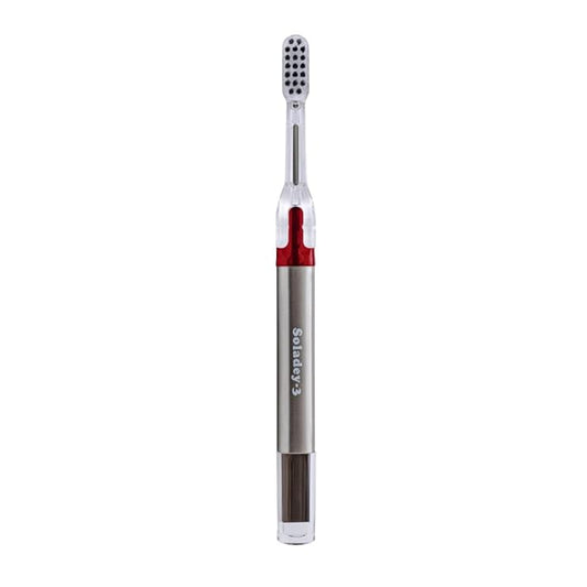 Soladey3 Ionic Toothbrush, Solar Panels and TiO2 Semiconductor, 3 Row Honeycomb Bristle Red, You can Brush Without Toothpaste
