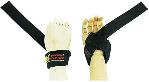 Heavy Duty Lifting Straps Neoprene Padded 1 Pair Wrist Wraps & Rubbery Grip Support Straps with Cotton Coated Rubber on One Side