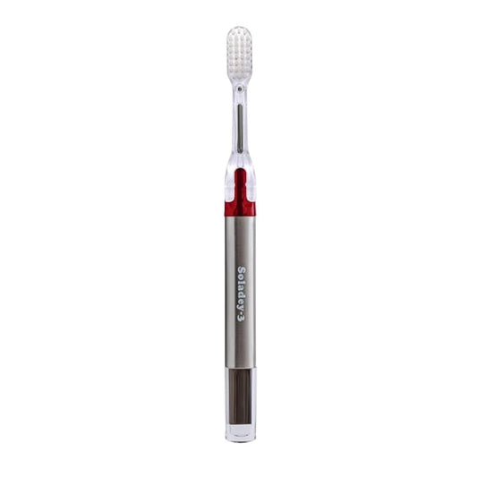 Soladey3 Ionic Toothbrush, Solar Panels and TiO2 Semiconductor, 4 Row Ultra Fine Red, You can Brush Without Toothpaste