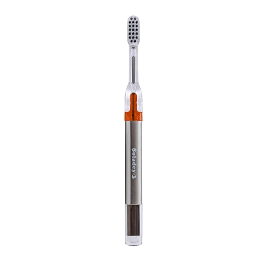 Soladey3 Ionic Toothbrush, Solar Panels and TiO2 Semiconductor, 3 Row Honeycomb Bristle Orange, You can Brush Without Toothpaste