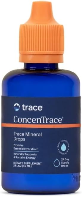 Trace Minerals ConcenTrace Trace Mineral Drops - Liquid Supplement for Bone & Joint Support - Aids Hydration & Electrolyte Restoration - Unflavored, 2 fl oz (24 Servings)