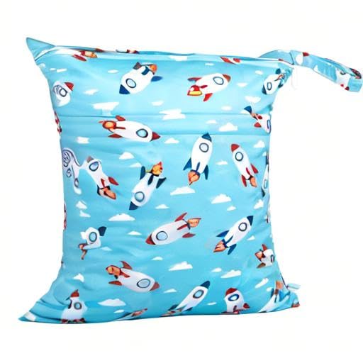 babygoal Wet Dry Bags for Baby Cloth Diapers, Washable Travel Bags, Beach, Pool, Gym Bag for Swimsuits & Wet Clothes with Two Zippered Pockets 3 Pack, 3LN12