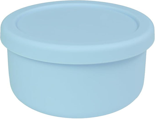 XU&PEIQI 24oz Silicone Food Storage Containers,Round Bowls with Lids - Meal Prep Containers for Kitchen Serving, Salad & Lunch - Airtight, Microwave/Fridge/Dishwasher Safe, BPA-Free (Baby blue)