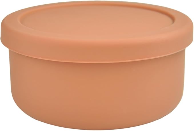 XU&PEIQI 24oz Silicone Food Storage Containers,Round Bowls with Lids - Meal Prep Containers for Kitchen Serving, Salad & Lunch - Airtight, Microwave/Fridge/Dishwasher Safe, BPA-Free (Brown)
