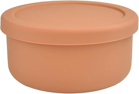 XU&PEIQI 24oz Silicone Food Storage Containers,Round Bowls with Lids - Meal Prep Containers for Kitchen Serving, Salad & Lunch - Airtight, Microwave/Fridge/Dishwasher Safe, BPA-Free (Brown)