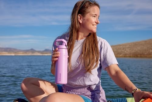 Stanley IceFlow Flip Straw 2.0 Water Bottle 24 OZ | Built-In Straw with Larger Opening | Lightweight & Leak-Resistant | Insulated Stainless Steel | BPA-Free | Plum