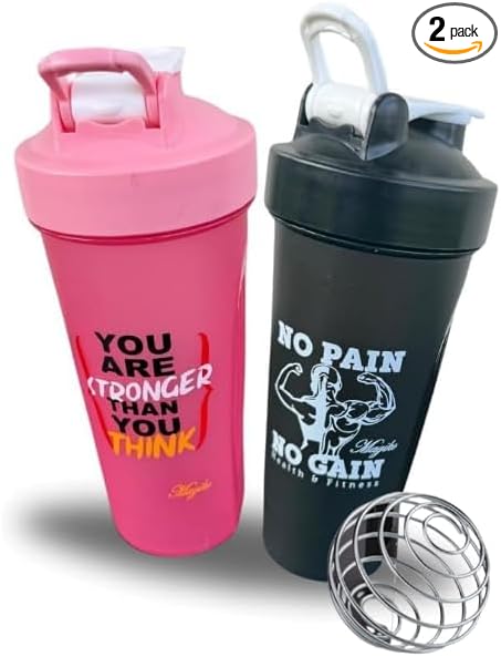 Blender Shaker Bottles for Protein, 28oz Portable Leakproof Pre-Workout Nutrition Water Bottle, BPA-Free Gym Protein Shaker for Sports & Outdoor Motivational Protein Shaker (Pink/Black)