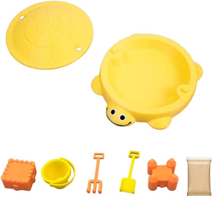 Mini Turtle Sandbox Desk Toy with Soft Sand and Small Tools, Premium Sand Garden for Desk Kit - Mini Zen Garden Kit Gifts Decor Desktop Accessories for Home, Office Stress Relief(Yellow,6.5in)