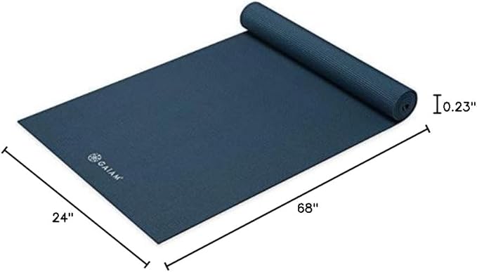 Gaiam Yoga Mat - Premium 5mm Solid Thick Non Slip Exercise & Fitness Mat for All Types of Yoga, Pilates & Floor Workouts (68" x 24" x 5mm)