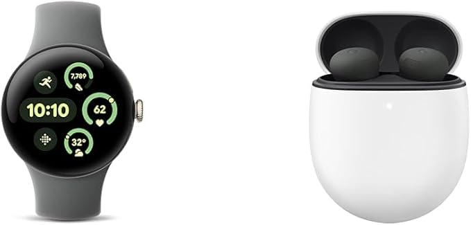 Google Bundle - Pixel Watch 3 (Champagne Gold - Hazel Band - 41mm WiFi) & Pixel Buds Pro 2 Earbuds (Hazel)