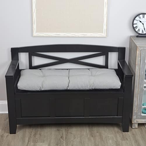 Klear Vu The Gripper Omega Non-Slip Tufted Bench Cushion for Indoor Furniture, Entryway Storage, Bay Window, Corner Nook or Piano Seat, 43 Inches, Gray