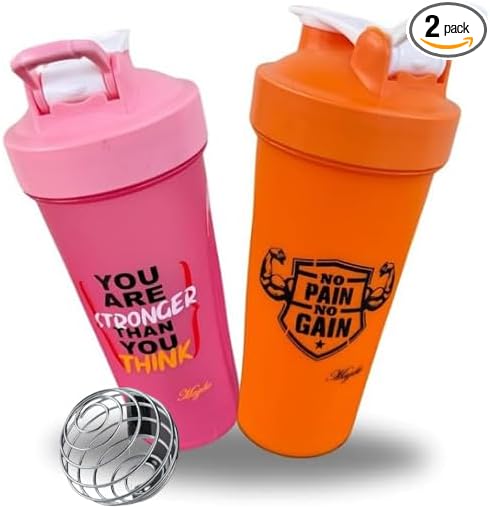 Magiko Blender Shaker Bottles for Protein, 28oz Portable Leakproof Pre-Workout Nutrition Water Bottle, BPA-Free Gym Protein Shaker for Sports & Outdoor Motivational Protein Shaker (Red Pink)
