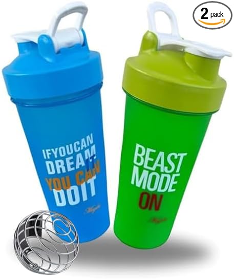 Magiko Blender Shaker Bottles for Protein, 28oz Portable Leakproof Pre-Workout Nutrition Water Bottle, BPA-Free Gym Protein Shaker for Sports & Outdoor Motivational Protein Shaker (Green Blue)