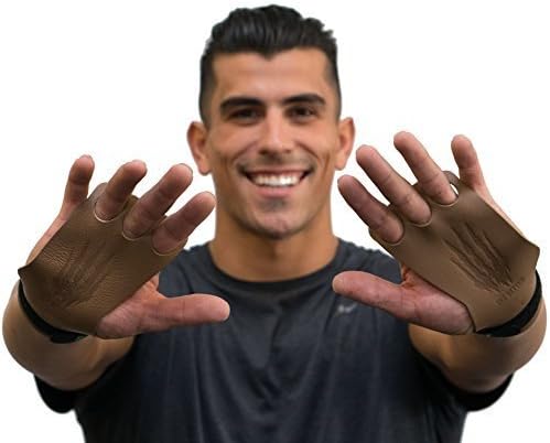 Bear KompleX 3 Hole Leather Hand Grips for Workouts, Pull-ups, Weightlifting, WOD Gymnastics, Crosstraining Palm Grips with Wrist Wraps, Hand Protection from Rips and Blisters,1 Pair