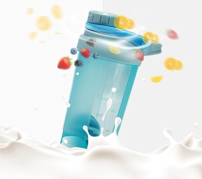 Shaker Bottle Blender with Classic Loop Top (BPA Free) – Best Protein Powder/Fruit Juice Mixer with Whisk Ball- 16 oz (Light Blue)
