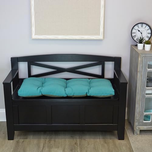 Klear Vu Corner Nook or Piano Seat Omega Non-Slip Tufted Bench Cushion for Indoor Furniture, Entryway Storage, Bay Window, 33 Inches, 08 Teal