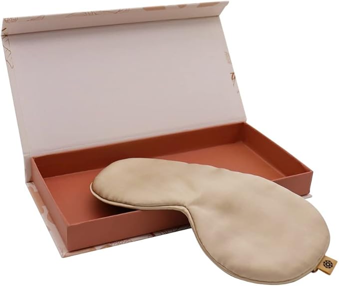 Premium 25 Momme Mulberry Silk Eye Mask for Sleeping (Champagne)