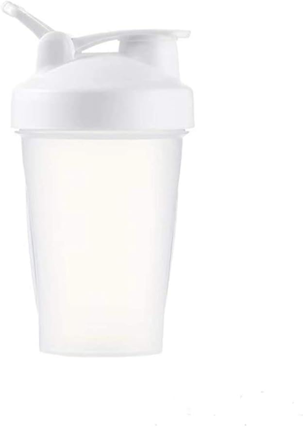 Blender Shaker Bottle with Classic Loop Top& Stainless Whisk Ball16oz (Clear Body16 Oz, White), BTLWHITECLEARUS, WhiteClear