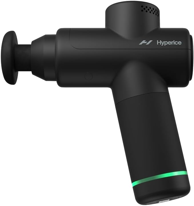 Hyperice Hypervolt Go 2 - Black - Featuring Quiet Glide Technology - Handheld Percussion Massage Gun - 3 Speeds, 2 Interchangeable Heads - Helps Relieve Sore Muscles and Stiffness - FSA-HSA Eligible