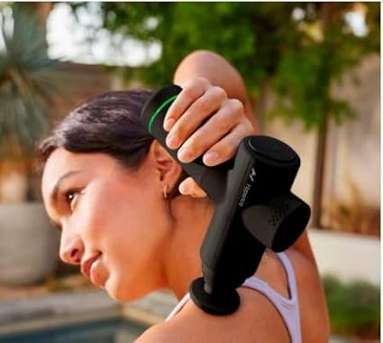 Hyperice Hypervolt Go 2 - Black - Featuring Quiet Glide Technology - Handheld Percussion Massage Gun - 3 Speeds, 2 Interchangeable Heads - Helps Relieve Sore Muscles and Stiffness - FSA-HSA Eligible