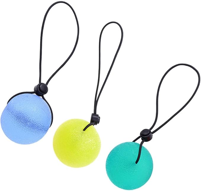 3pcs Silicone Grip Strengthening Balls for Grip Strength Exercise Squeeze Balls with Elastic String Decompression Toys Stress Relief Arm Exercise Equipment