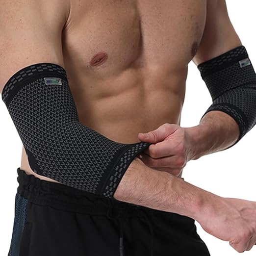 NeoTech Care Elbow Support Brace - Breathable - Men, Women, Right or Left (Black Color, Size XS, 1 Pair)