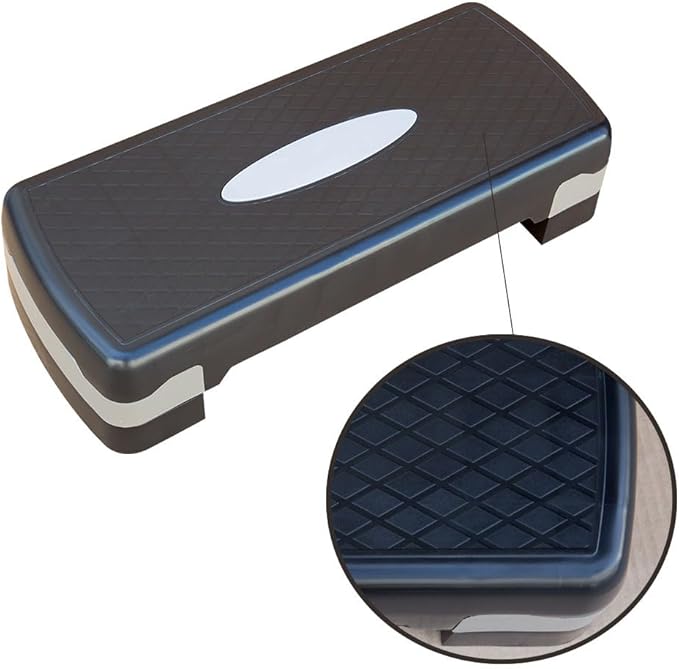 Height-Adjustable 4''-6'' Step Aerobics Platform Fitness Equipment Stepper Trainer Exercise Step Platform with 2 Riser