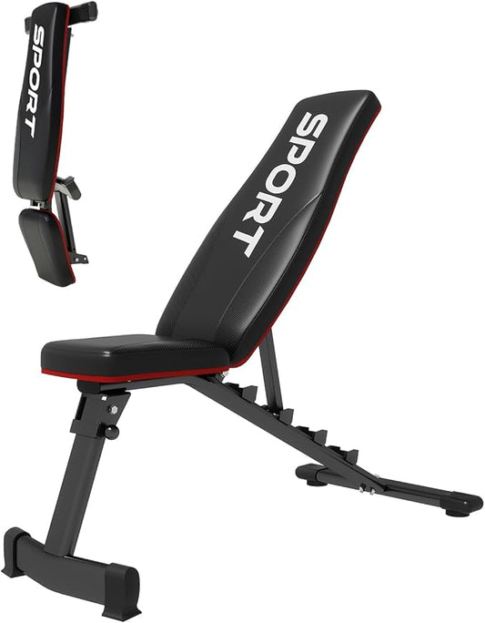 Adjustable Weight Bench for Home Gym, Foldable Workout Bench with 5 Backrests, 660LBS Stable Incline Decline Bench for Full Body Workout, 2 Sec Fast Folding Strength Training Sit Up Bench