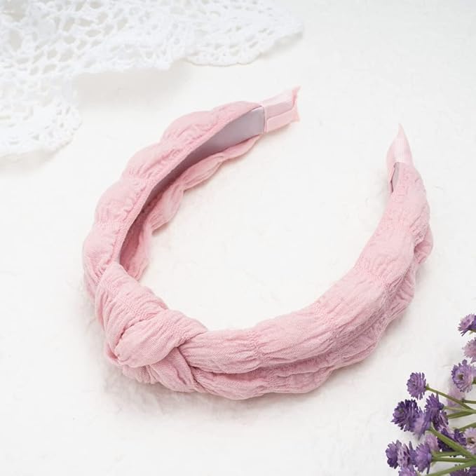 Madison Tyler Headbands for Women | Fashion Boho Top Knotted Pink Puff Cloth Workout Hairbands | Outdoor and Party Non-Slip Headbands