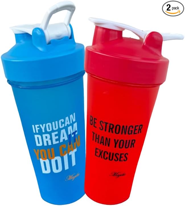 Magiko Blender Shaker Bottles for Protein, 28oz Portable Leakproof Pre-Workout Nutrition Water Bottle, BPA-Free Gym Protein Shaker for Sports & Outdoor Motivational Protein Shaker (Red Blue)