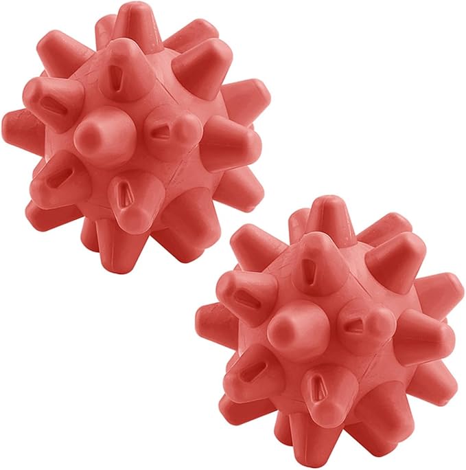 Massage Roll Balls, 2 Pack Spiky Massage Balls Deep Tissue Trigger Point and Myofascial Release for Plantar Fasciitis Relief, Muscle Recovery, 2.8 Inch Diameter (Red)