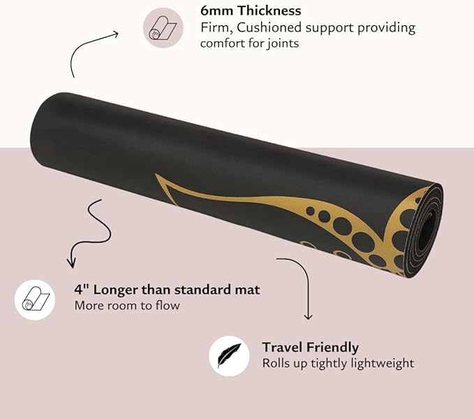 TPE Yoga Mat - Artist Designed, Premium eco friendly mats, Non Slip, Non toxic, Great For Regular & Hot Yoga, Pilates and Workouts (72 inch x 24 inch x 6mm thick)