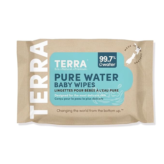Terra Bamboo Water Baby Wipes Travel Pack: 99.7% Pure New Zealand Water, 100% Biodegradable Bamboo Fiber, 0% Plastic, Unscented Baby Wipes for Sensitive Skin, 1 TRAVEL Pack of 24 Wipes