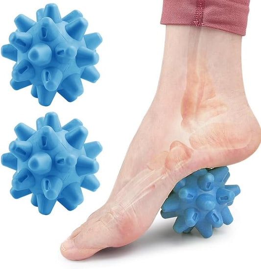 Massage Roll Balls, 2 Pack Spiky Massage Balls Deep Tissue Trigger Point and Myofascial Release for Plantar Fasciitis Relief, Muscle Recovery, 2.8 Inch Diameter (Blue)