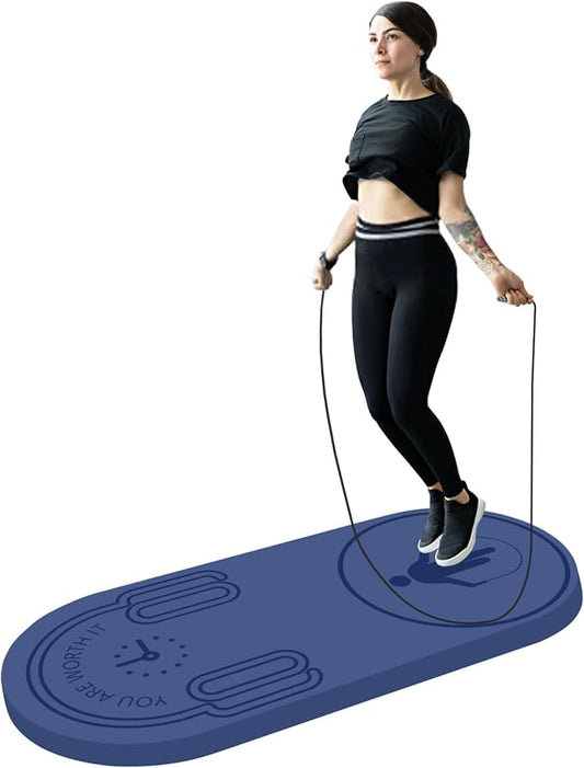 8/20/30mm Jump Rope Mat Fitness Exercise Mat Durable, Non-Slip, Workout Mats with Jump Rope & Carrying Bag for Home Gym Flooring (55"x 24")