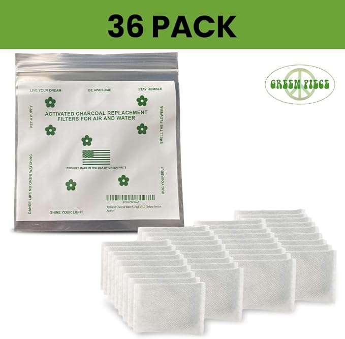 Green Piece® All-Natural Baby Diaper Pail Deodorizer - Pack of 36 - Activated Charcoal - Compatible with Diaper Pails, Shoe Closets - Made by Green Piece Mfg