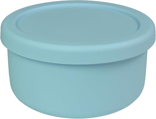 XU&PEIQI 24oz Silicone Food Storage Containers,Round Bowls with Lids - Meal Prep Containers for Kitchen Serving, Salad & Lunch - Airtight, Microwave/Fridge/Dishwasher Safe, BPA-Free (Grayish blue)