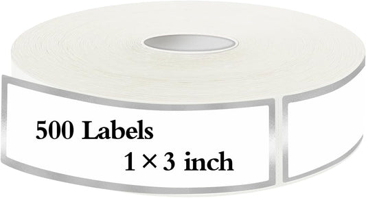 500 Silvery Border Removable Freezer Labels Water Oil Resistant with Perforation Line for Food Containers Jars Pantry Organization (Ink Quick-Dry,1” x 3”)
