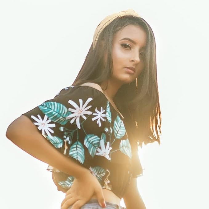 Madison Tyler Headbands for Women | Fashion Boho Top Knotted With Rhinestones Elastic Workout Hairbands | Outdoor and Party Non Slip (Beige)