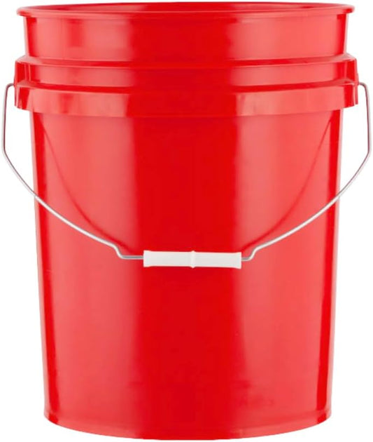 House Naturals 5 Gallon Premium HPDE Plastic Bucket - Made in USA Food Grade Storage Container, BPA Free All Purpose Pail (4, Red)