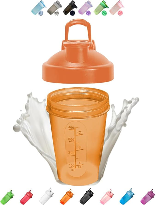 Blender Shaker Bottle w. Classic Loop Top & Stainless Whisk Ball-Perfect for Protein Shakes and Pre Workout-(16 oz,Orange)