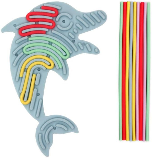 Silicone Sensory Activity Board,Fidget Toy for Calming, Stress, Anxiety, ADHD , Autism , Silent, No Mess , Autism Toys,Silent Fidget Toys Adults,Kids 3+ & Adults,Autism Toys (Dolphin)