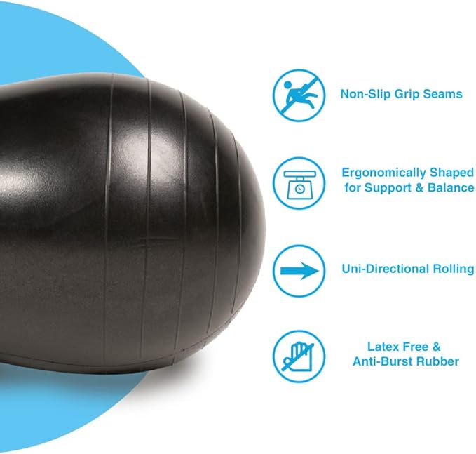 Chirp Cloud Peanut Mobility Ball for The Back, Physical Therapy Massager for Adults, Exercise Balance Ball, Sensory Therapy Toys for Autism & ADHD - 2 Pack (Mint 100x50cm, Black 60x30cm
