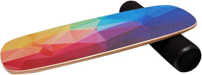 Balance Board Surf Trainer with Adjustable Stoppers - 2 Different Distance Options Balance Board for Surfing, Snowboarding, Skiing, Skateboarding, 300lbs Capacity