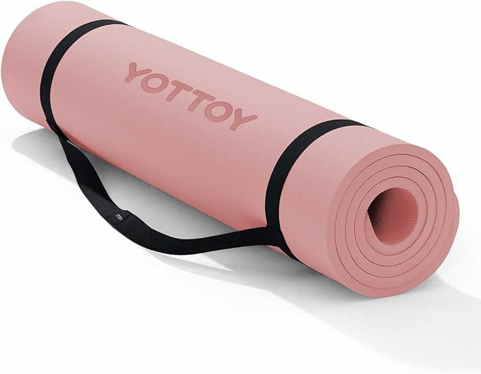YOTTOY Yoga Mat,Extra Thick Yoga Mat (1/2inch),Professional TPE Exercise Mat,Non-Slip Workout Mat for Yoga, Pilates, Fitness, Barefoot Workouts, Home Gym Studio with Strap