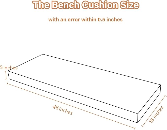 48x18x3 Linen Bench Cushion, Strengthen Breathable Indoor Seat Cushions, High-Density Bench Pad with Anti-Slip Bottom, Indoor Cushion for Bay Window Porch Furniture - Grey