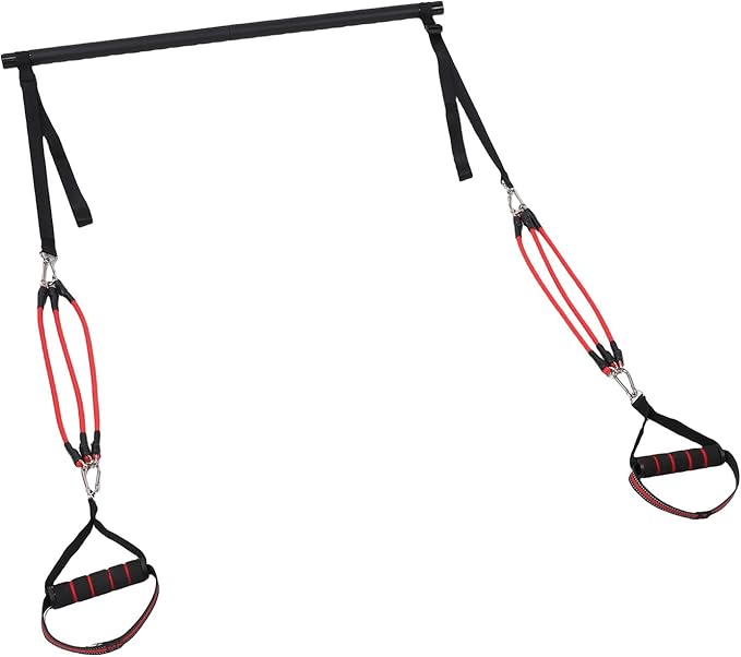 Pilates Bar with Resistance Bands Pilates Toning Bar Kit with 6 Adjustable Fitness Bands Workout Equipment for Core Arms Back Legs Home Gym Travel