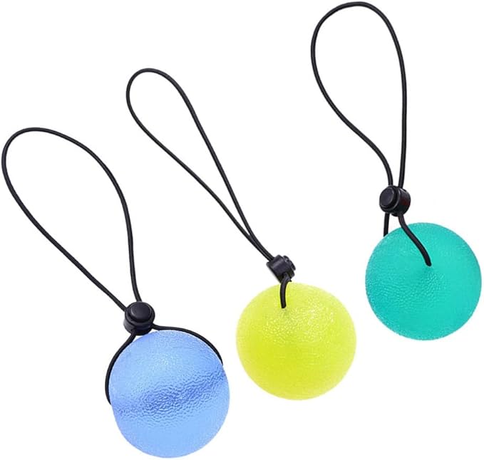 3pcs Silicone Grip Strengthening Balls for Grip Strength Exercise Squeeze Balls with Elastic String Decompression Toys Stress Relief Arm Exercise Equipment