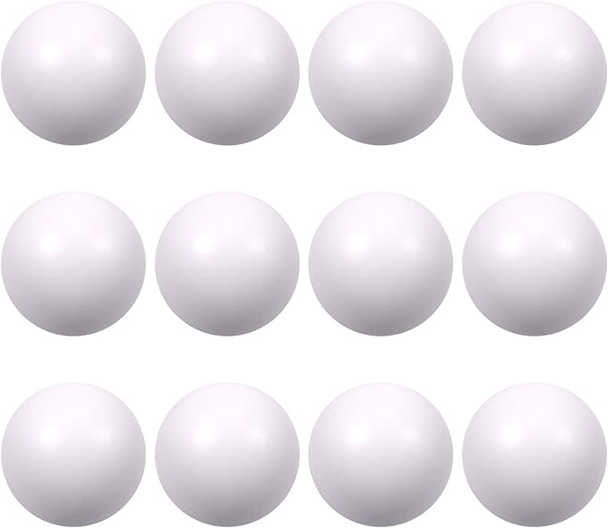 12 Pcs White Foam Stress Ball Squeeze Stress Relief Balls for Kids and Adults Hand Exercise Sensory Relief Toys for Anxiety ADHD Autism (White)